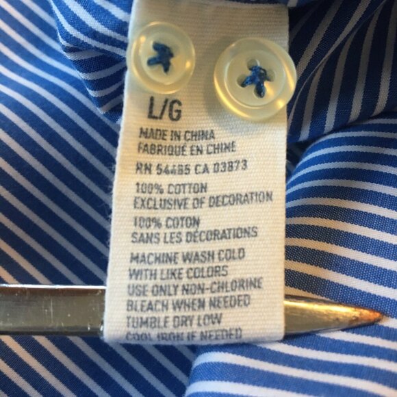 American Eagle Button Up Shirt Mens Large Blue White Stripe Vintage Fit - Picture 7 of 13